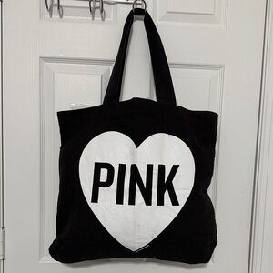 Victoria's Secret PINK black canvas tote bag